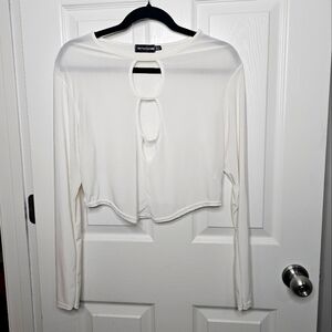 Prettylittlething Womens Long Sleeve Keykole Cut Out Crop Top - size 14